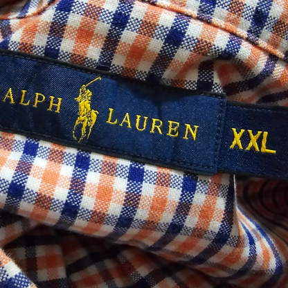 Camisa Ralph Lauren 2xl Cuadro Naranja Y Azul