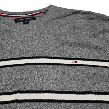 Sueter Tommy Hilfiger 2xl Gris Lineas Blancas