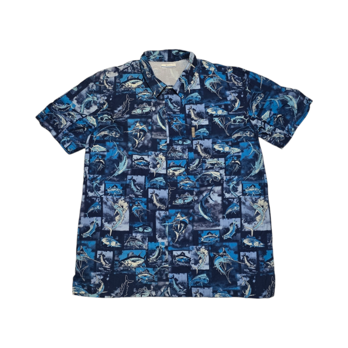 Camisa Manga Corta Columbia Grande L Azul Peces