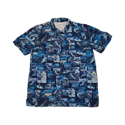 Camisa Manga Corta Columbia Grande L Azul Peces