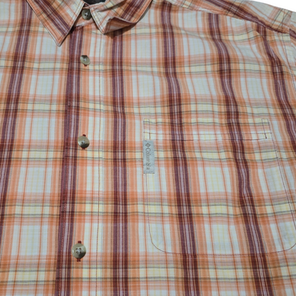 Camisa Manga Corta Columbia Xgrande Xl Cuadro Naranja