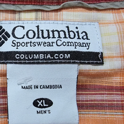 Camisa Manga Corta Columbia Xgrande Xl Cuadro Naranja