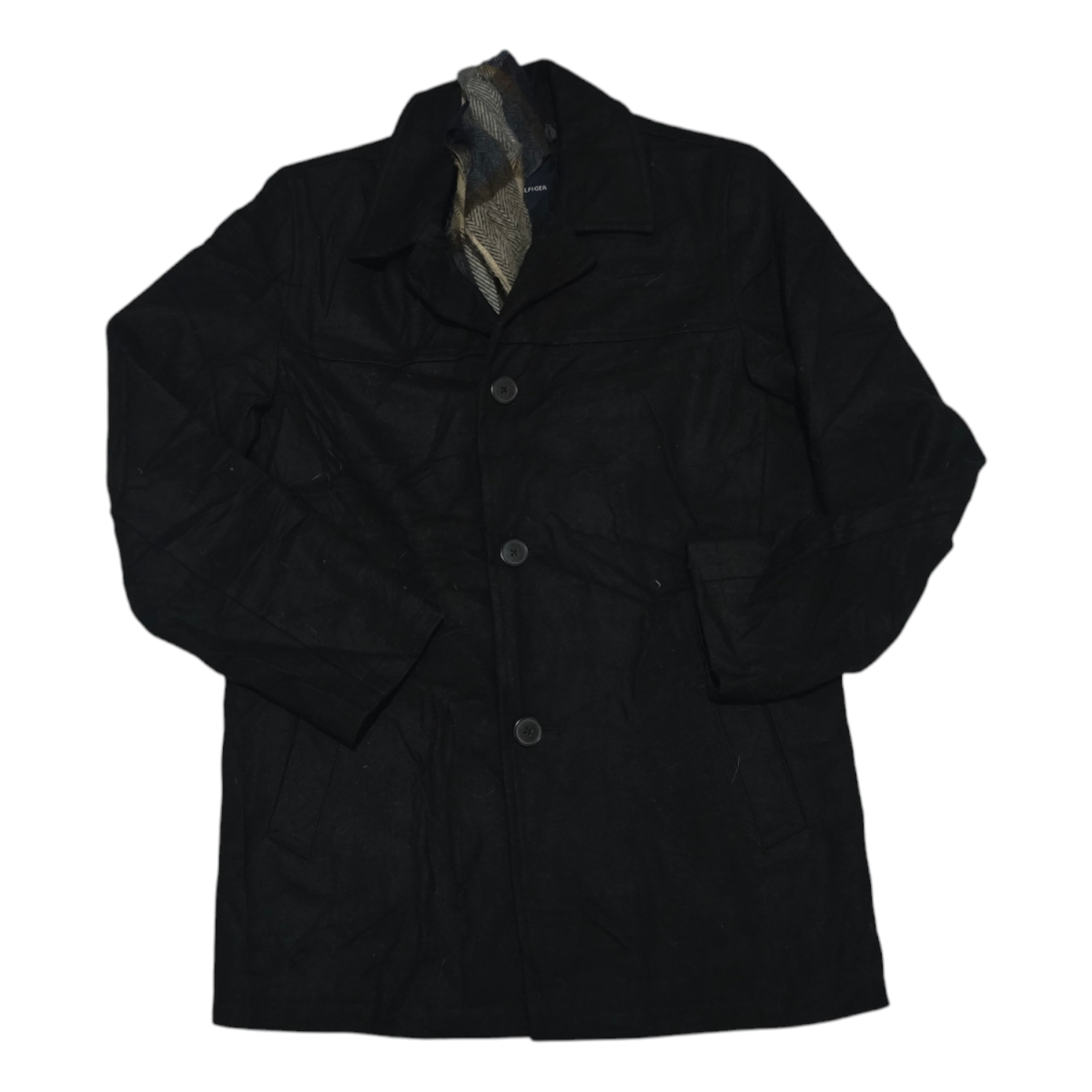 Gabardina Tommy Hilfiger Chico S Negro Con Bufanda