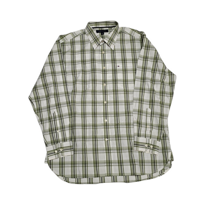 Camisa Tommy Hilfiger Grande L Cuadro Verde Y Blanco