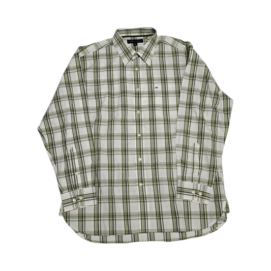 Camisa Tommy Hilfiger Grande L Cuadro Verde Y Blanco