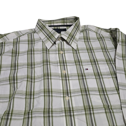 Camisa Tommy Hilfiger Grande L Cuadro Verde Y Blanco