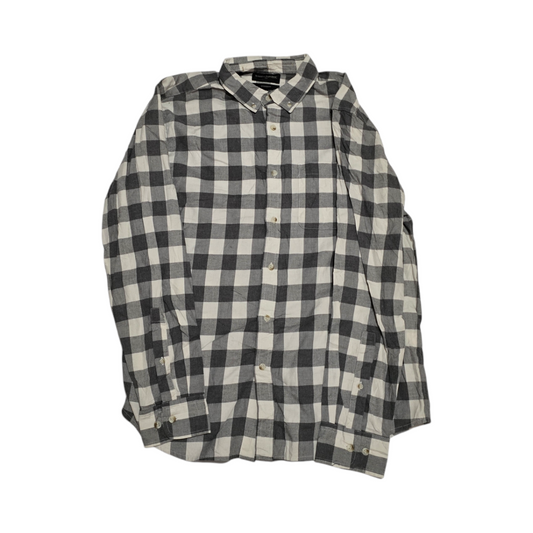 Camisa Banana Republic Grande L Untucked Fit Cuadro Gris