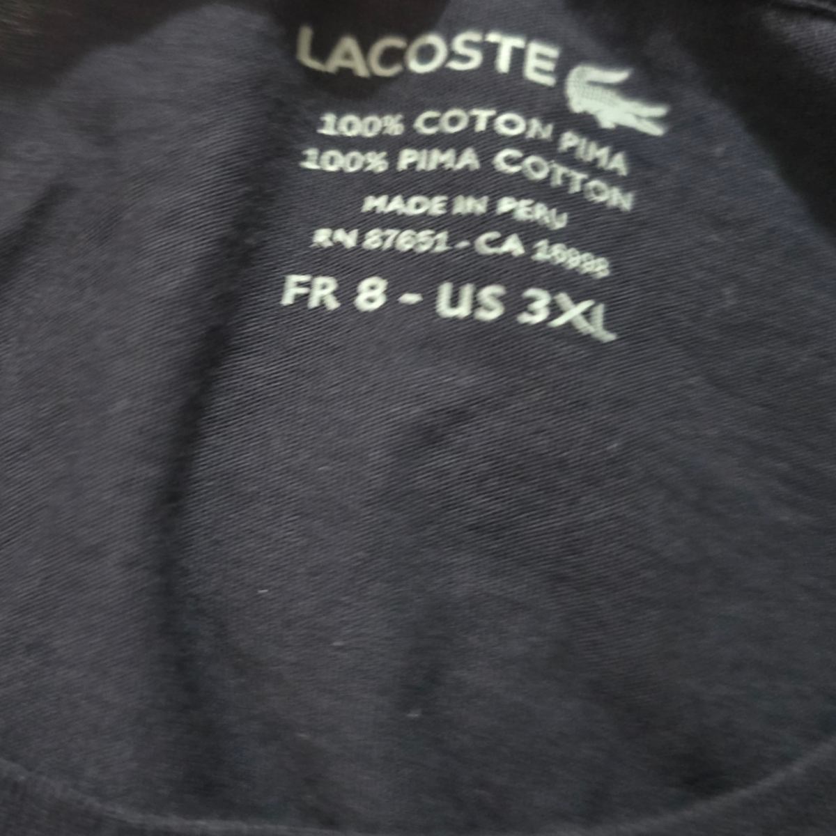 Playera Lacoste 3xl Azul Fr8 (Usado)