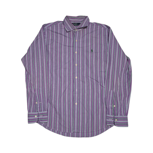 Camisa Ralph Lauren Grande L Lineas Morado Y Verde