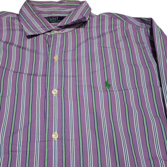 Camisa Ralph Lauren Grande L Lineas Morado Y Verde