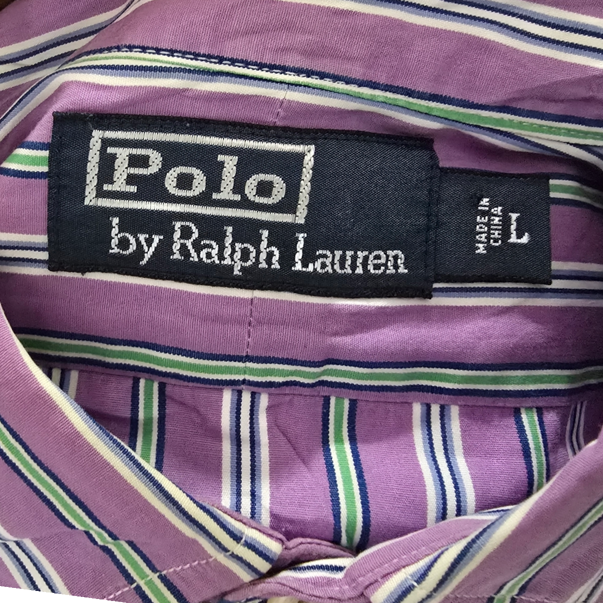 Camisa Ralph Lauren Grande L Lineas Morado Y Verde