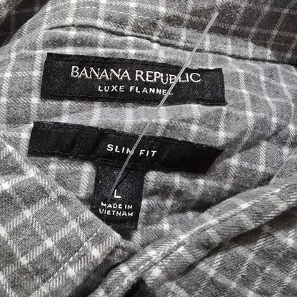 Camisa Banana Republic Grande L Slimfit Gris Luxe Flannel