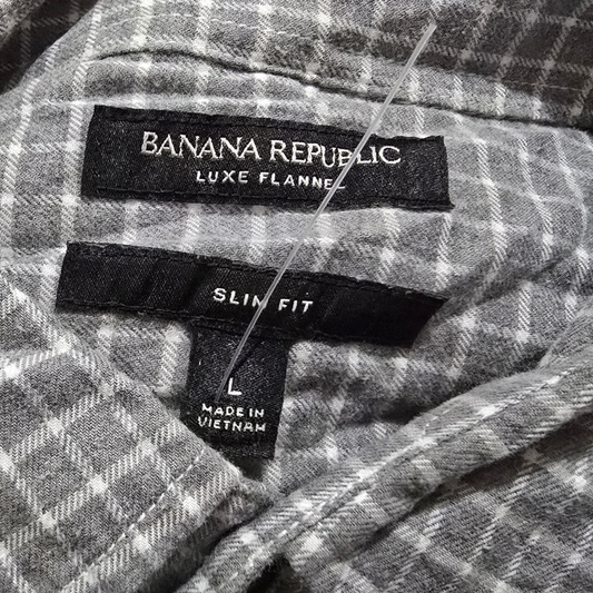 Camisa Banana Republic Grande L Slimfit Gris Luxe Flannel