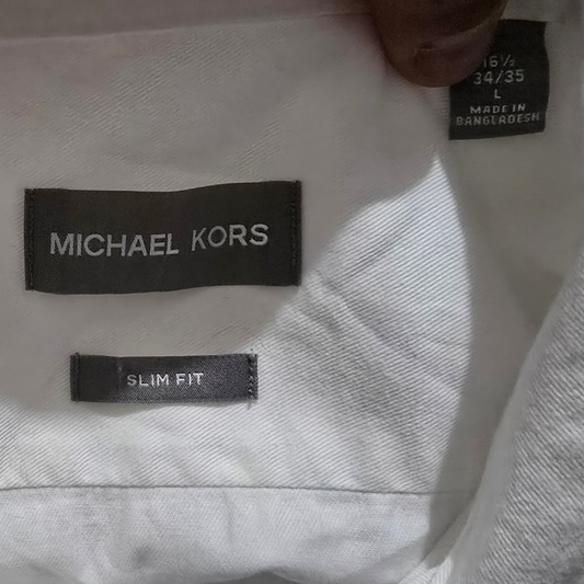 Camisa Michael Kors Grande L 16 1/2 34-35 Slimfit Blanca