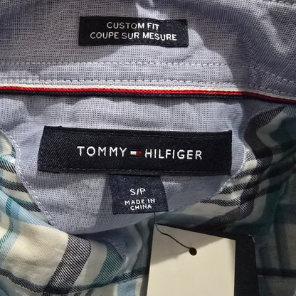 Camisa Tommy Hilfiger Chico S Custom Fit Cuadro Azul Claro