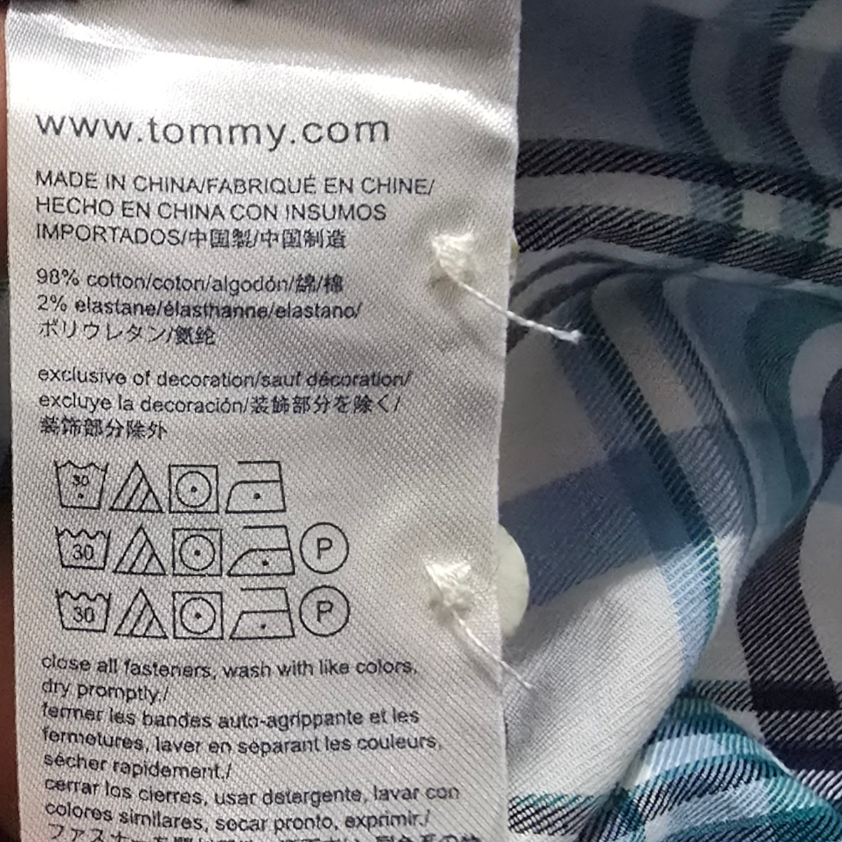 Camisa Tommy Hilfiger Chico S Custom Fit Cuadro Azul Claro