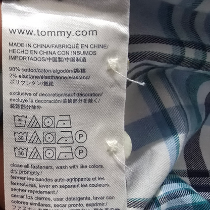 Camisa Tommy Hilfiger Chico S Custom Fit Cuadro Azul Claro