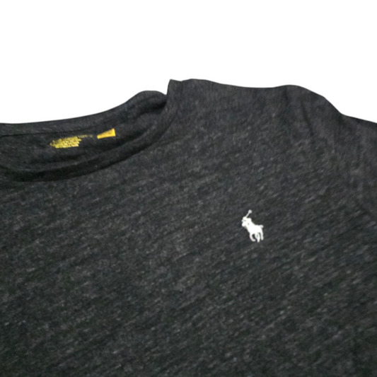 Playera Ralph Lauren Xgrande Custom Slimfit Gris Pony Blanco