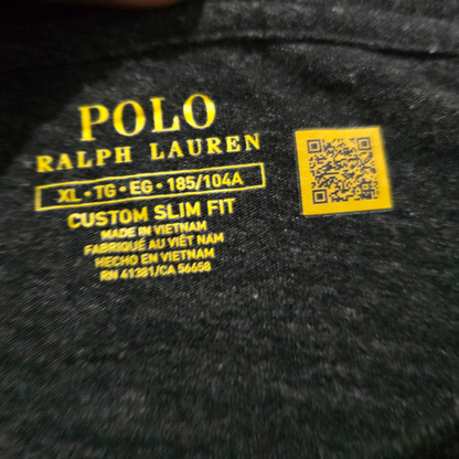 Playera Ralph Lauren Xgrande Custom Slimfit Gris Pony Blanco