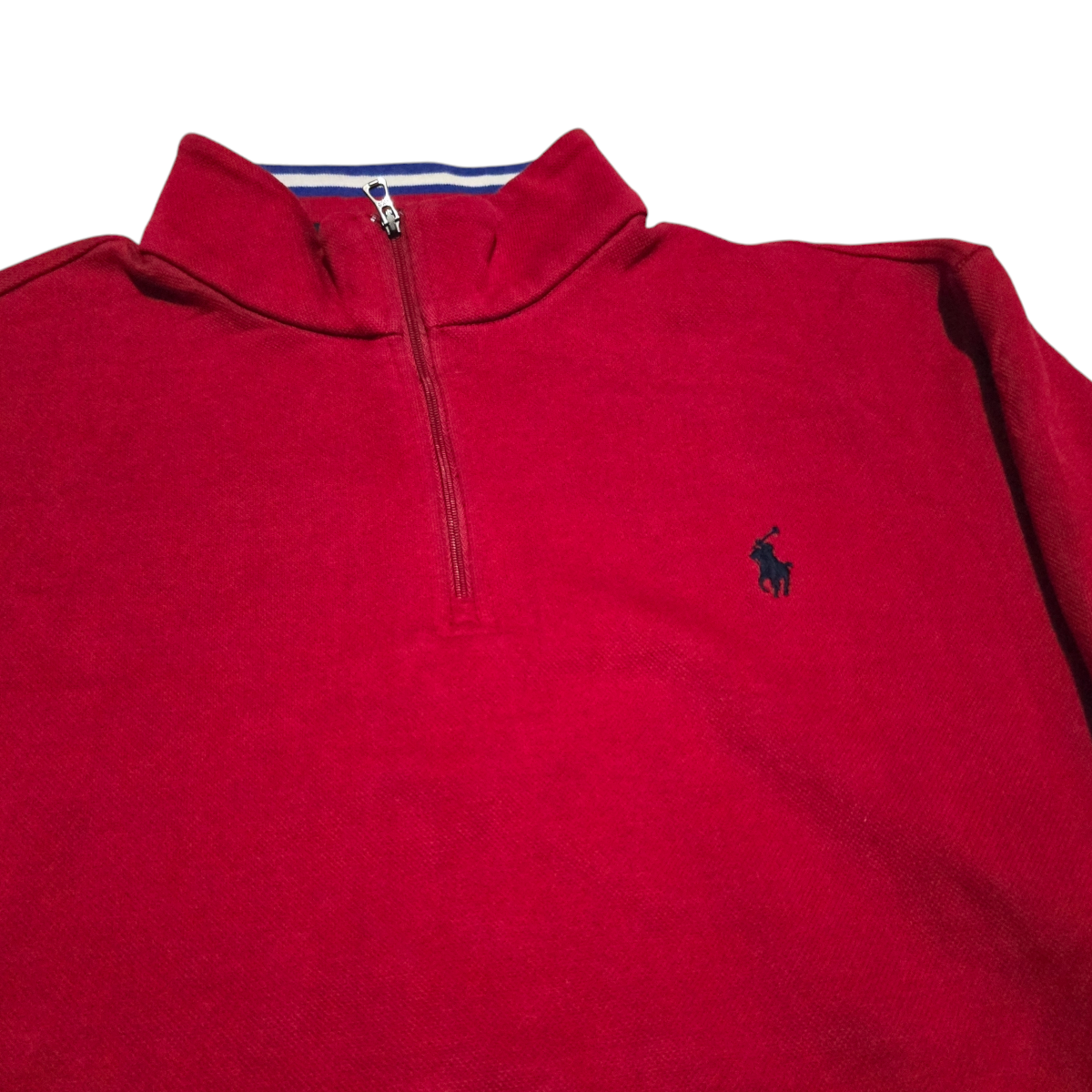 Sueter Medio Cierre Ralph Lauren Grande L Rojo Pony Azul