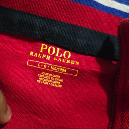 Sueter Medio Cierre Ralph Lauren Grande L Rojo Pony Azul