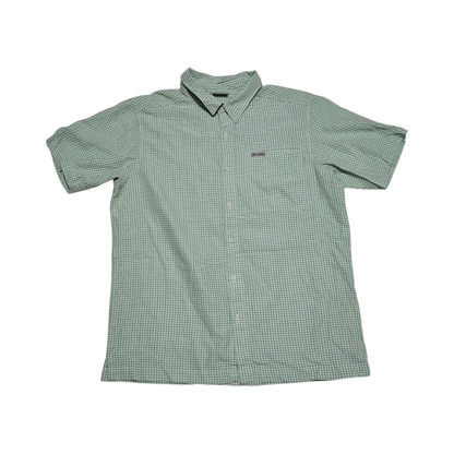 Camisa Manga Corta Columbia Grande L Cuadros Verde