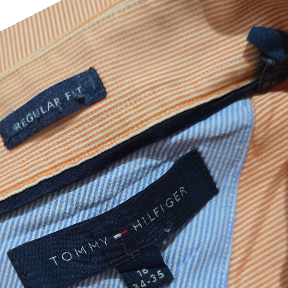 Camisa Tommy Hilfiger Grande 16 L Naranja Lineas