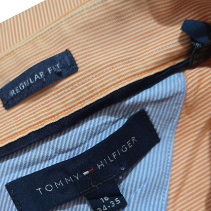 Camisa Tommy Hilfiger Grande 16 L Naranja Lineas