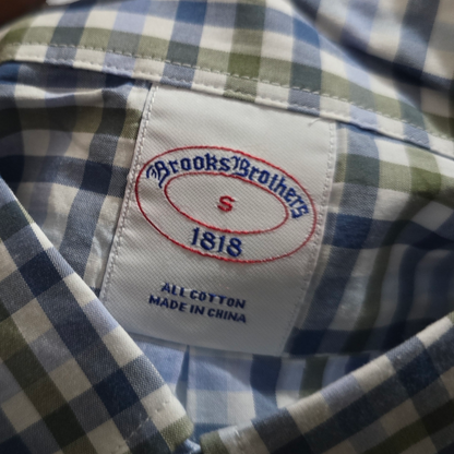 Camisa Brooks Brothers Chico S Cuadro Azul Y Verde