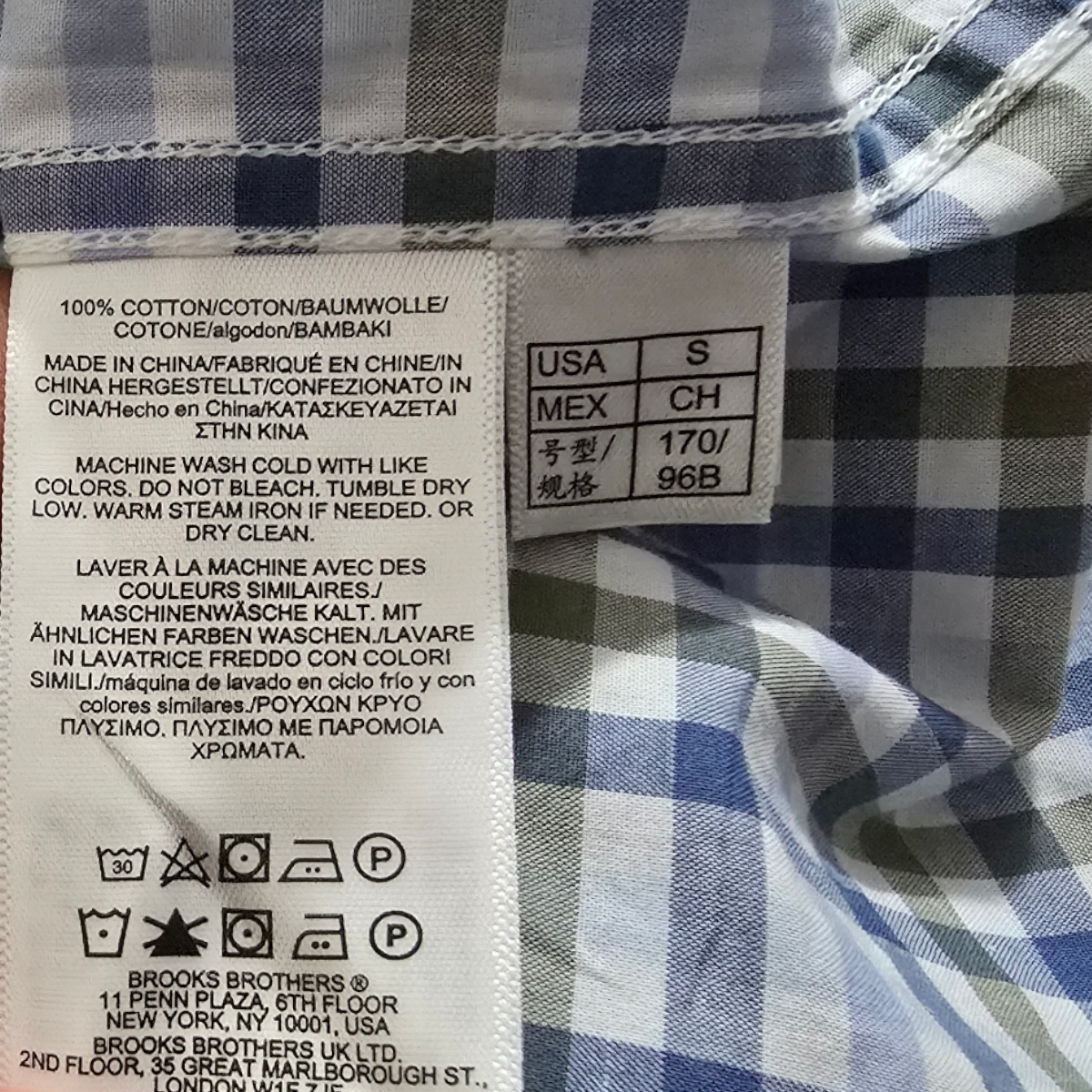 Camisa Brooks Brothers Chico S Cuadro Azul Y Verde