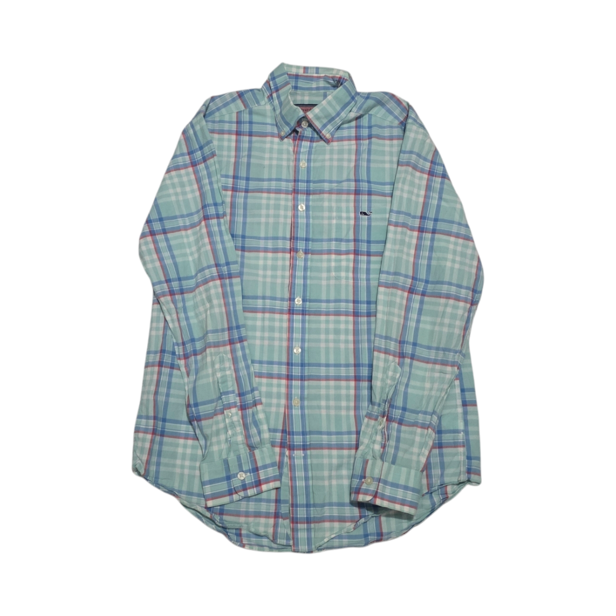 Camisa Vineyard Vines Mediana M Azul Agua Cuadro