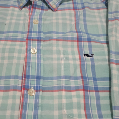 Camisa Vineyard Vines Mediana M Azul Agua Cuadro