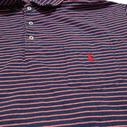 Playera Polo Ralph Lauren 2xl Lineas Azul Naranja
