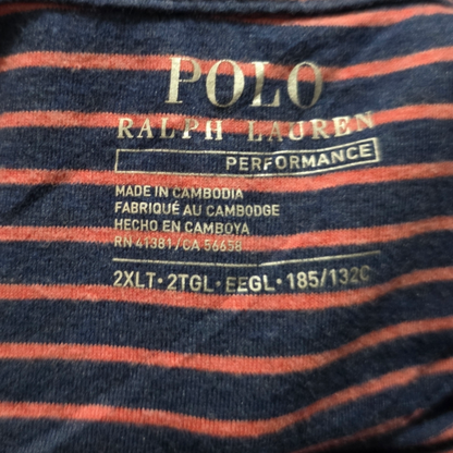 Playera Polo Ralph Lauren 2xl Lineas Azul Naranja