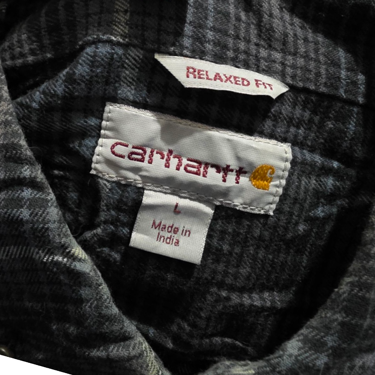 Camisa Carhartt Grande L Cuadros Azul Con Gris