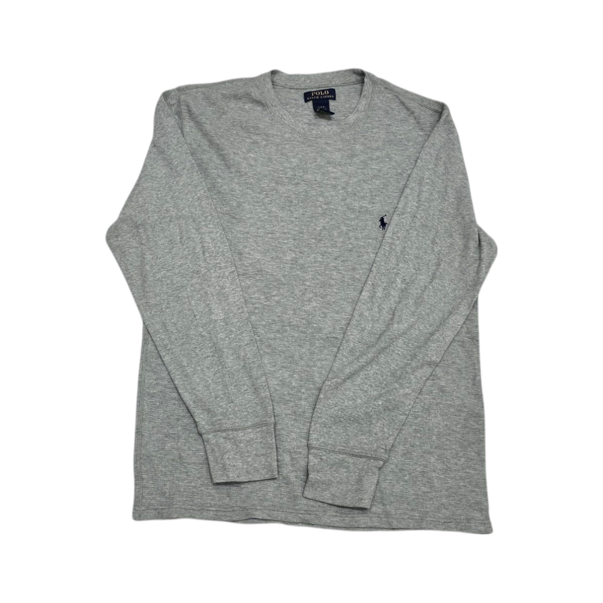 Playera Manga Larga Ralph Lauren Grande L Gris Pony Azul