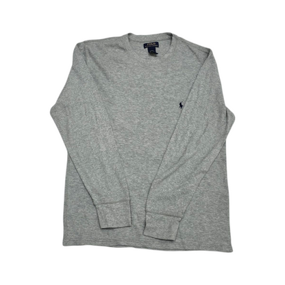 Playera Manga Larga Ralph Lauren Grande L Gris Pony Azul