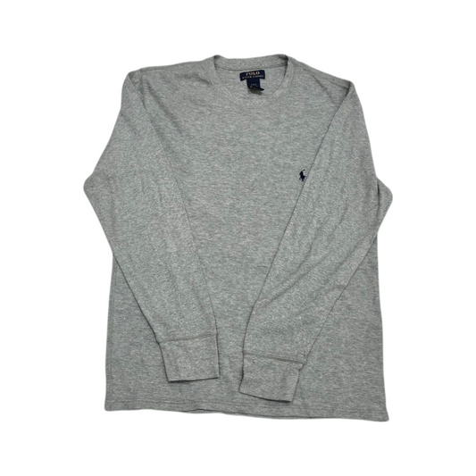 Playera Manga Larga Ralph Lauren Grande L Gris Pony Azul