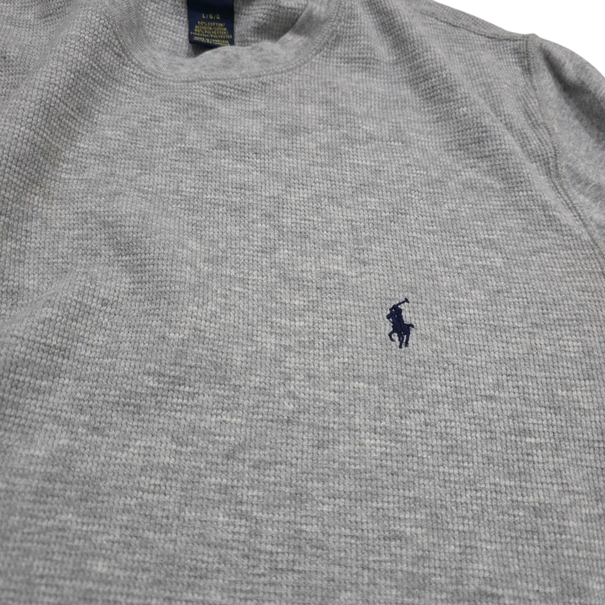 Playera Manga Larga Ralph Lauren Grande L Gris Pony Azul