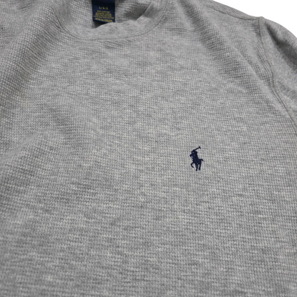 Playera Manga Larga Ralph Lauren Grande L Gris Pony Azul
