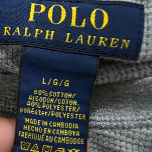 Playera Manga Larga Ralph Lauren Grande L Gris Pony Azul