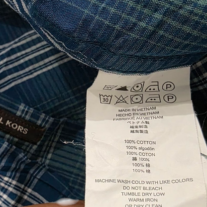 Camisa Michael Kors Xgrande Xl Cuadros Azul
