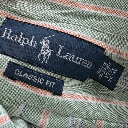 Camisa Ralph Lauren Xgrande Xl 17 1/2 Lineas Verde Rosa