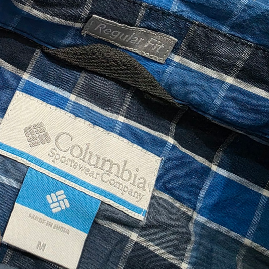 Camisa Columbia Mediana M Cuadros Azul