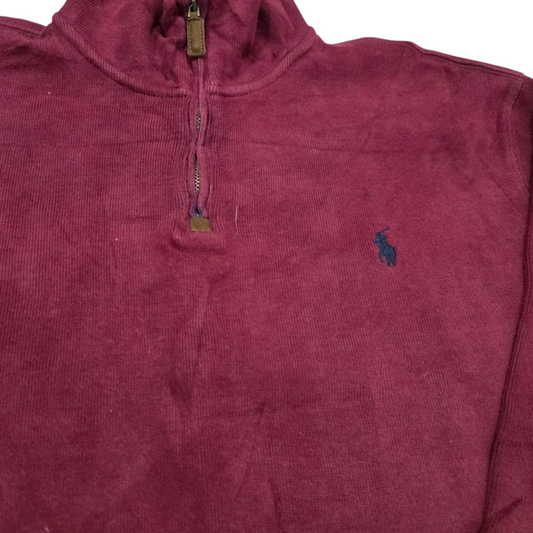 Sueter Medio Cierre Ralph Lauren Grande L Vino Pony Azul