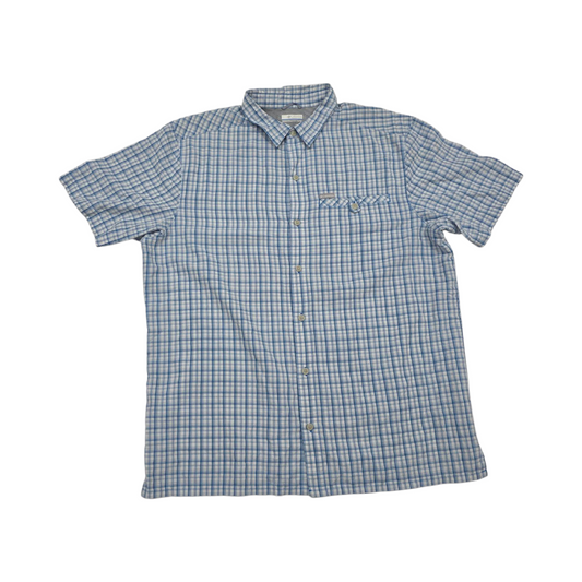 Camisa Manga Corta Columbia Xgrande Xl Azul Blanco