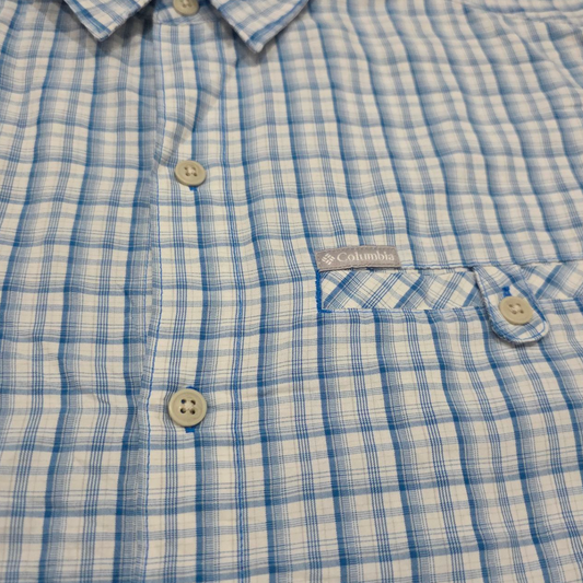 Camisa Manga Corta Columbia Xgrande Xl Azul Blanco