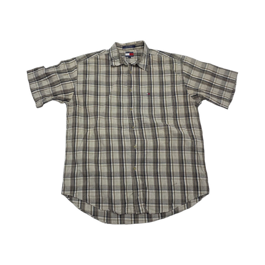 Camisa Manga Corta Tommy Hilfiger Grande L Cuadros Cafe
