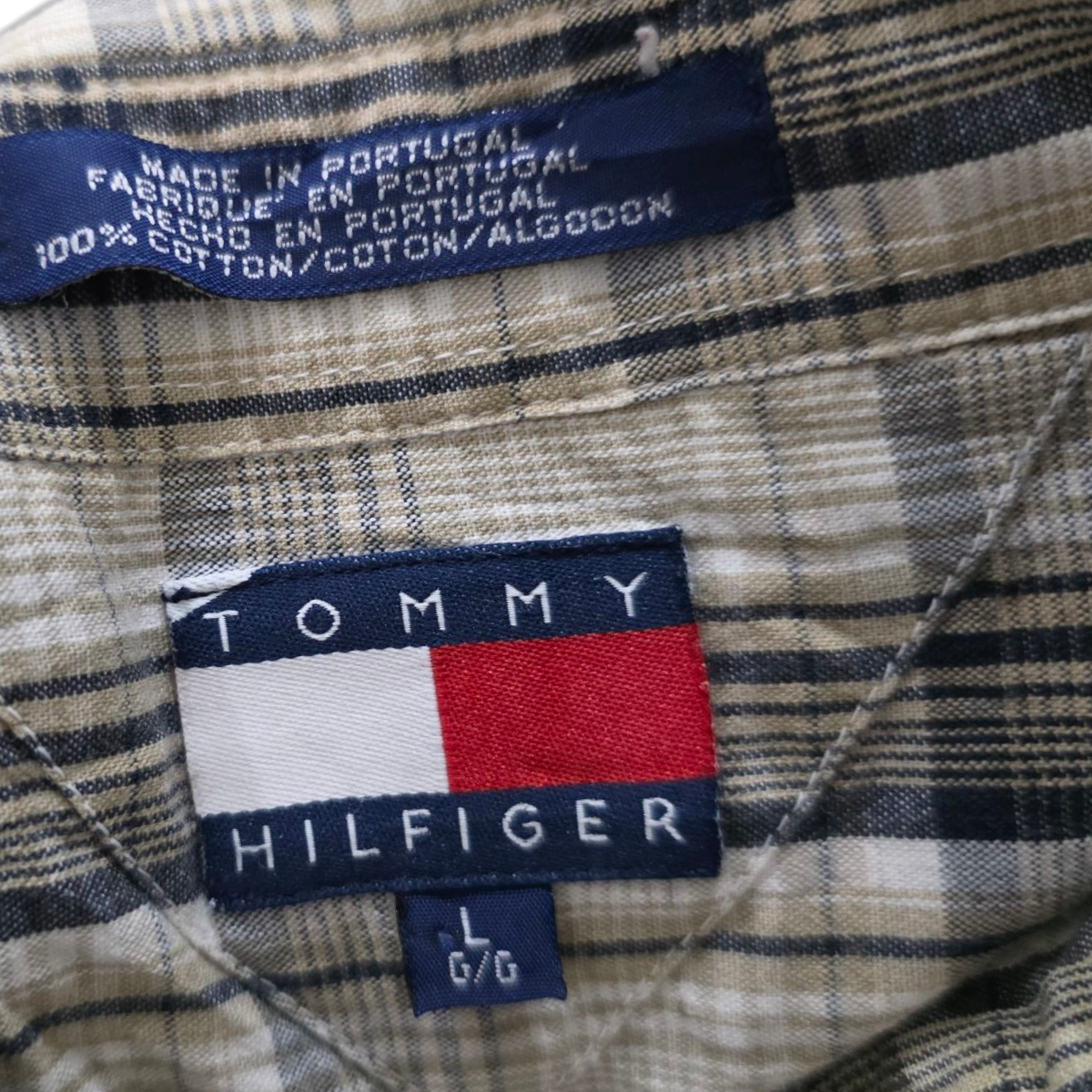 Camisa Manga Corta Tommy Hilfiger Grande L Cuadros Cafe