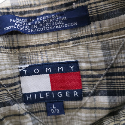 Camisa Manga Corta Tommy Hilfiger Grande L Cuadros Cafe